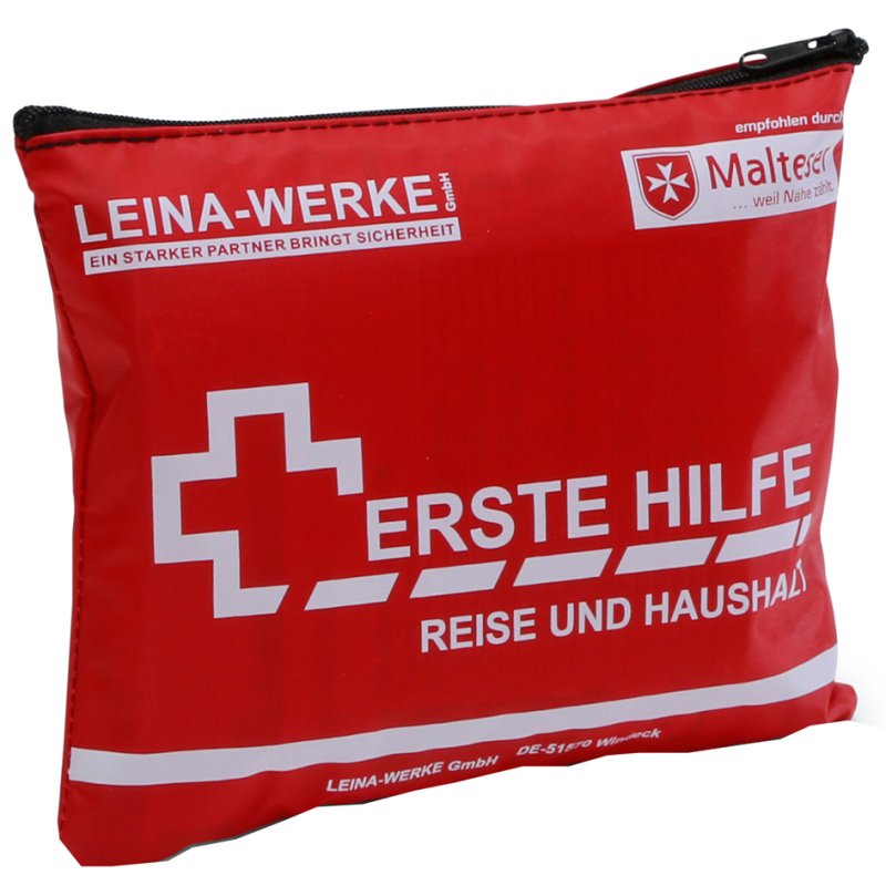 LEINA-WERKE kit de premiers secours maison et voyage, 27 pièces, rouge